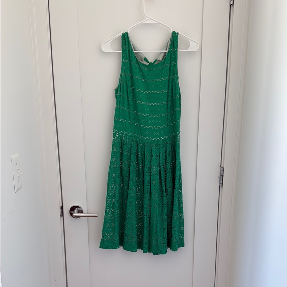 Anthropologie green eyelet dress